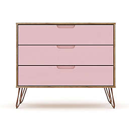 Manhattan Comfort  Rockefeller Dresser in Nature and Rose Pink