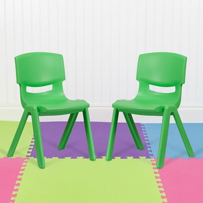 New Multicolor 4PCS Kids Plastic Stacking School Chairs 11" Height Colorful Seat 