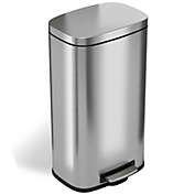 iTouchless SoftStep Stainless Steel Step Trash Can with AbsorbX Odor Filter and Removable Inner Bucket 8 Gallon Silver