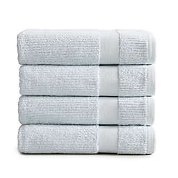Market & Place Roda Cotton Ribbed 4-Piece Bath Towel Set in Spa Blue
