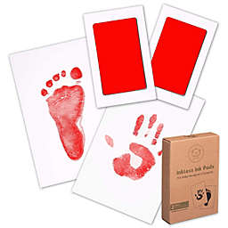 KeaBabies 2pk Inkless Hand and Footprint Kit, Ink Pad for Baby Hand and Footprints, Mess Free Baby Imprint Kit (Ruby)