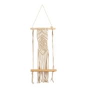 Nearly Natural 22" Boho Chic Wood Macrame Shelf with Diamond Weave