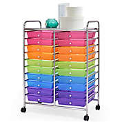 Costway-CA 20 Drawers Storage Rolling Cart Studio Organizer-Multicolor