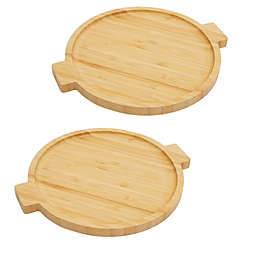 Juvale Round Bamboo Serving Trays with Handles for Charcuterie (11 x 9.5 In, 2 Pack)
