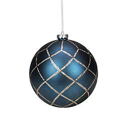 Allstate Matte Blue and Gold Glitter Diamond Shatterproof Christmas Ball Ornament 4
