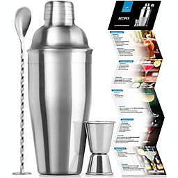 Zulay Kitchen Professional Cocktail Shaker with Accessories Set - Silver