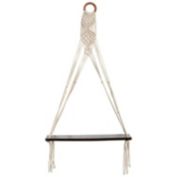 Nearly Natural 25" x 16" Macrame Wall Hanging with Wooden Shelf