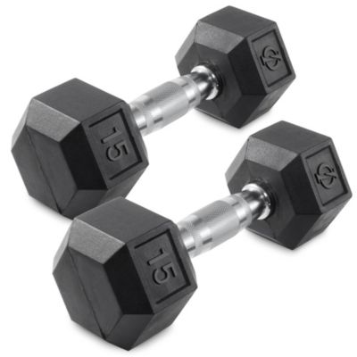 Philosophy Gym Rubber Coated Hex Dumbbell Hand Weights, Pairs