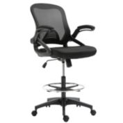 Vinsetto Drafting Office Chair with Lumbar Support, Flip-Up Armrests, Footrest Ring and Adjustable Seat Height, Black