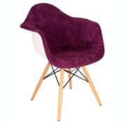 LeisureMod Willow Velvet Eiffel Wooden Base Accent Chair - Purple