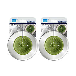 Grand Fusion 2 Pack Kitchen Sink Strainer Silicone Body with Stainless Steel Rim - Green