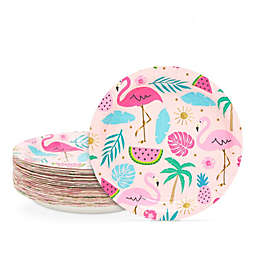 Sparkle and Bash 48 Pack Pink Flamingo Paper Plates for Luau Tropical Birthday Party Supplies (7 Inches)