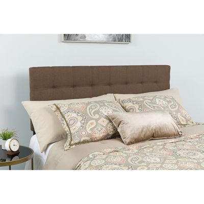 Bedford Tufted Upholstered Full Size Headboard in Beige Fabric 