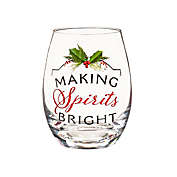 Evergreen 17 OZ Stemless Wine Glass w/Box, Christmas Joy- Christmas Holiday Wine Glass and Gifts