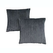 Monarch Specialties I 9353 Pillow - 18&quot; X 18&quot; / Grey Ultra Soft Ribbed Style / 2pcs