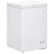 HOMCOM Compact Chest Freezer 3.5 Cubic Feet with Removable Basket, Mini Freezer with Single Door 7 Temperature Setting, Drain Hole for Apartment, Kitchen, or Office, White