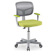 Gymax Kids Desk Chair Adjustable Height Children Study Chair w/Auto Brake Casters Blue / Pink