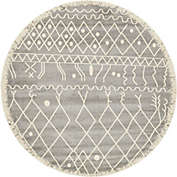 Unique Loom 8&#39; Gray and Beige Bohemian Geometric Round Area Throw Rug