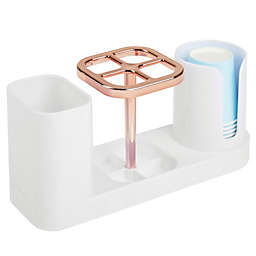 mDesign Plastic Bathroom Countertop Toothbrush Storage Organizer Stand
