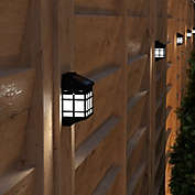 Merrick Lane Wall Mount LED Solar Powered Fence and Deck Lights - All-Weather Decorative Solar Lights in Black - Set of 6