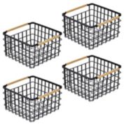 mDesign Metal Steel Wire Square Closet Storage Basket - 4 Pack