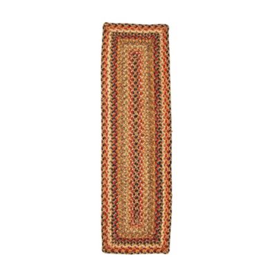 Casual Country York Deep Red Tan Braided Jute 11" x 36" Rectangle Table Runner 