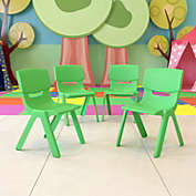 Flash Furniture 4 Pack Green Plastic Stackable School Chair with 13.25&#39;&#39; Seat Height