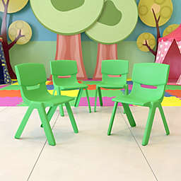 Flash Furniture Whitney 4 Pack Green Plastic Stackable School Chair with 13.25'' Seat Height
