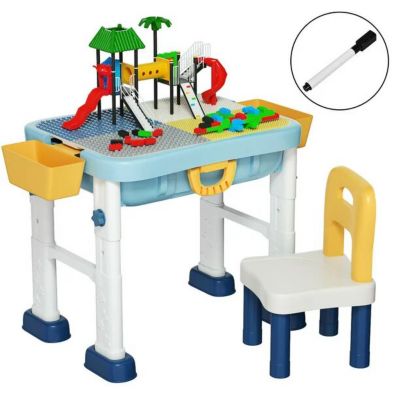 Gymax 6 in 1 Kids Activity Table Set with Chair, Multicolor