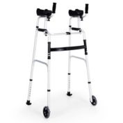 Slickblue Folding Height Adjustable Walking Frame with Armrest Support
