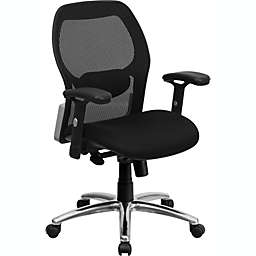 Flash Furniture Mid-Back Super Mesh Office Chair with Black Fabric Seat and Knee Tilt Control