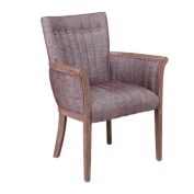 Saltoro Sherpi Fabric Upholstered Tufted Back Accent Chair with Flared Arms, Brown-