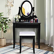 Slickblue Bathroom Vanity Wooden Makeup Dressing Table Stool Set