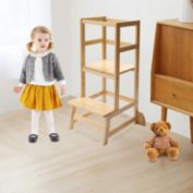 Stock Preferred Household Wooden Step Stool, 100kg/220lbs Weight Capacity Natural