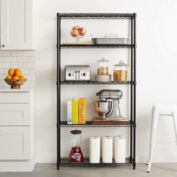 Infinity Merch 5 Tier Rack Metal Shelf Adjustable Unit Kitchen Storage Black