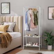 Kitcheniva 63" High Portable Metal Clothes Closet Organizers, White