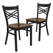 Flash Furniture 2 Pk. HERCULES Series Black ''X'' Back Metal Restaurant Chair