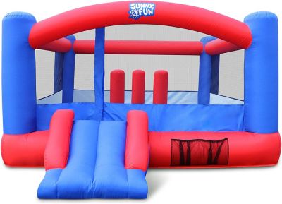 Inflatable Bounce House   Giant 12x10.5 Feet Blow-Up Jump Bouncy Castle for Kids with Air Blower, Carry Bag, Stakes & Repair Kit   Easy Set Up for Hours of Backyard Play & Party Fun   Ages 3-10