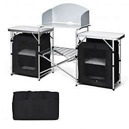 Costway Folding Camping Table with Storage Organizer