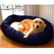 Majestic Pet Product 40-Inch large Poly / Cotton Waterproof Cushion Blue and Sherpa Bagel Bed for Pets