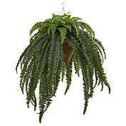 Nearly Natural 50" Giant Boston Fern Artificial Plant in Hanging Cone