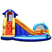 Slickblue Inflatable Bouncy House with Slide and Splash Pool without Blower
