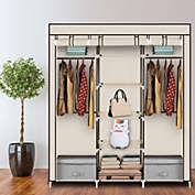 Stock Preferred Heavy Duty Clothes Rack with Metal Shelves Beige