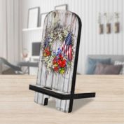 American Wreath Cell Phone Stand Wood Mobile Tablet Holder Charging Station Organizer