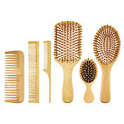 Infinity Merch 6 Pcs Wood Hair Brush with Scalp Comb