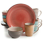 Gibson Home Color Vibes Pastel 12 Piece Stoneware Dinnerware Set in Assorted Colors