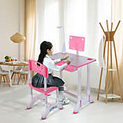 Smilegive Height Adjustable Study Desk And Chair Set With Desktop And Drawer