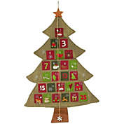Juvale Christmas Advent Calendar, Tree Countdown (24.5 x 35.4 In, Red and Green)