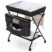 Gymax Baby Changing Table Portable Newborn Nursery Organizer Adjustable Height w/ wheel