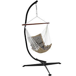 Sunnydaze Tufted Victorian Hammock Swing with Stand - Gray